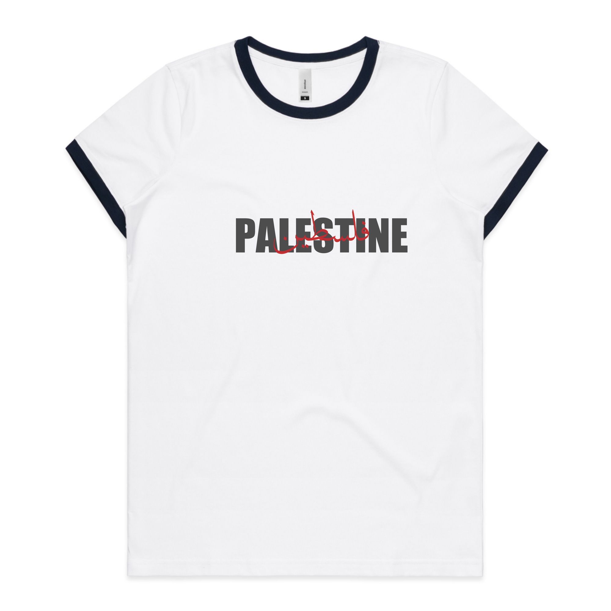 PALESTINE Ringer Tee White / Navy